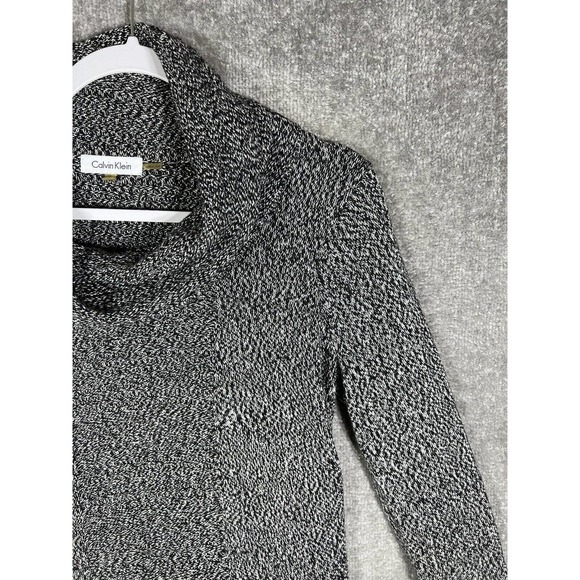 Calvin Klein Knit Cowl Neck Long Sleeve Pullover Sweater Women Small Black White - Picture 6 of 15